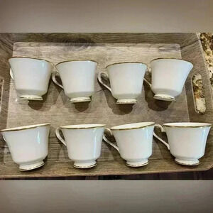 Royal Doulton Alice Albion Shape H5122 white English Fine Bone China Set 8 cups